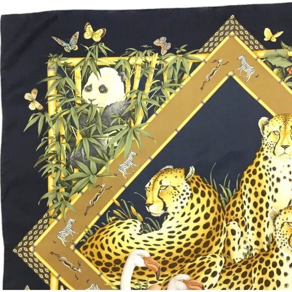 980197AQ (S2) Salvatore Ferragamo Scarf Animal Pattern Multicolor Silk - Picture 2 of 11